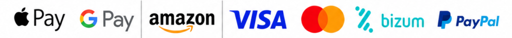 Métodos de pago aceptados: Visa, Mastercard, Apple Pay, Google Pay, PayPal y Amazon Pay